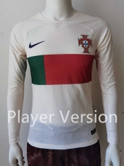 Player Version 2022-2023 Portugal Away White LS Thailand Soccer Jersey AAA-807