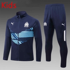 2022-2023 Olympique Marseille Royal Blue Kids/Youth Soccer Jacket Uniform-815