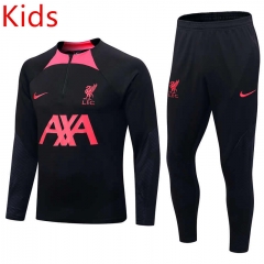 2022-2023 Liverpool Black Kids/Youth Soccer Tracksuit Uniform-411