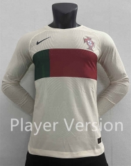 Player Version 2022-2023 Portugal Away Beige LS Thailand Soccer Jersey AAA-2016