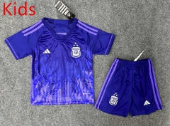 (3 Stars) 2022-2023 Argentina Away Purple Kids/Youth Soccer Uniform-GB