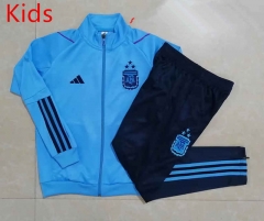 ( 3 Stars ) 2022-2023 Argentina Light Blue Kids/Youth Soccer Jacket Uniform-815
