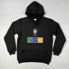 2022-2023 Brazil Black Thailand Soccer Tracksuit Top With Hat-CS