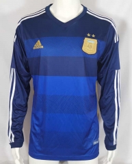 Retro Version 14-15 Argentina Away Royal Blue  LS Thailand Soccer Jersey AAA-503