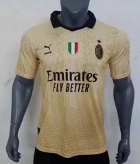 With Patch 2023-2024 AC Milan Yellow Thailand Soccer Jersey AAA-416