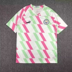 2023-2024 Manchester City White&Pink&Green Training Soccer Jersey AAA-417