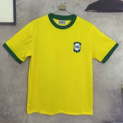Retro Version 1970 Brazil Home Yellow Thailand Soccer Jersey AAA-6590