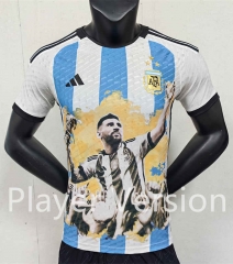Messi Champions Cup Version Player Version2023-2024 Special Version Argentina White&Blue Thailand Soccer Jersey AAA-888