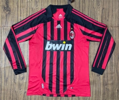 Retro Version 07-08 AC Milan Home Red&Black LS Thailand Soccer Jersey AAA-SL