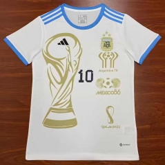 2022-2023 Champion Version Argentina White Thailand Soccer Jersey AAA-3079