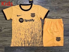 2023-2024 Barcelona Yellow Kid/Youth Soccer Uniform-709