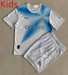 2023-2024 Commemorative Version Olympique de Marseille White&Blue Kid/Youth Soccer Uniform-AY