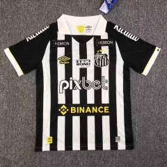 With Sponsor logo Version 2023-2024 Santos FC Home Black&White Thailand Soccer Jersey AAA-417