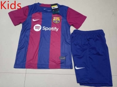 2023-2024 Correct Version Barcelona Home Red&Blue Kid/Youth Soccer Uniform-507