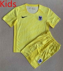 2023-2024 France Goalkeeper Yellow Kids/Youth Soccer Uniform-AY