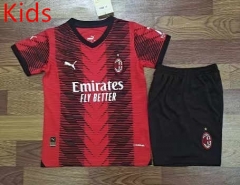 2023-2024 AC Milan Home Red&Black Kids/Youth Soccer Uniform-709