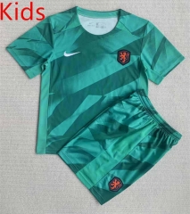 2023-2024 Netherlands Goalkeeper Green Kids/Youth Soccer Uniform-AY