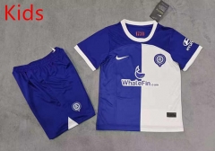 Commemorative Version Atletico Madrid Away Blue&White Youth/Kids Soccer Uniform-3454