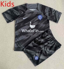 2023-2024 Commemorative Version Atletico Madrid Goalkeeper Black Youth/Kids Soccer Uniform-AY