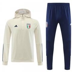 2023-2024 Italy Beige Thailand Soccer Tracksuit With Hat -4627