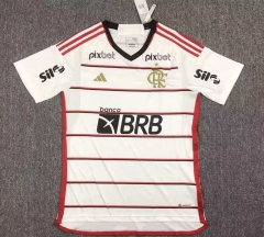 (With Sponsor Version) 2023-2024 Flamengo Away White Thailand Soccer Jersey AAA-417