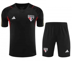 2023-2024 Sao Paulo Futebol Clube Black Short Sleeve Thailand Soccer Tracksuit-418