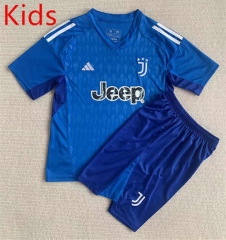2023-2024 Juventus Goalkeeper Blue Kid/Youth Soccer Uniform-AY