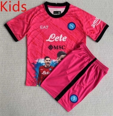 2023-2024 Champion Version Goalkeeper No.1 Napoli Pink Kid/Youth Soccer Uniform-AY