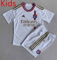 2023-2024 Olympique Lyonnais Home White Kids/Youth Soccer Uniform-AY