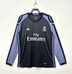 Retro Version 17-18 Real Madrid 2nd Away Blue&Black LS Thailand Soccer Jersey AAA-811