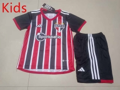 2023-2024 Sao Paulo Away Red&Black Stripe Kids/Youth Soccer Unifrom-507