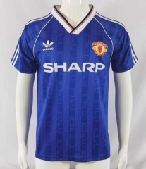 Retro Version 88-89 Manchester United Away Blue Soccer Jersey AAA-503