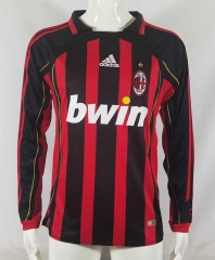 Retro Version 2006 AC Milan Home Red&Black Stripe LS Thailand Soccer Jersey AAA-503