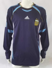 Retro Version 2006 Argentina Away Royal Blue LS Thailand Soccer Jersey AAA-503