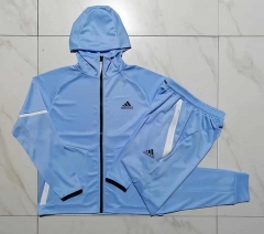 2023-2024 Light Blue Thailand Soccer Jacket Uniform With Hat-815