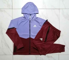 2023-2024 Light Purple Thailand Soccer Jacket Uniform With Hat-815