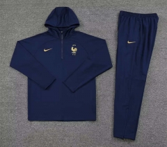 2023-2024 France Royal Blue Thailand Soccer Tracksuit With Hat-7411