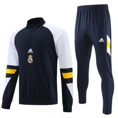 2023-2024 Real Madrid Royal Blue&White Thailand Soccer Tracksuit-7411
