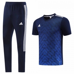 Royal Blue Short-sleeves Thailand Soccer Jacket Uniform-LH