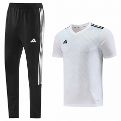 White Short-sleeves Thailand Soccer Jacket Uniform-LH
