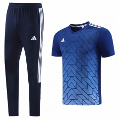 Blue Short-sleeves Thailand Soccer Jacket Uniform-LH