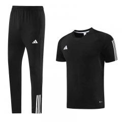 Black Short-sleeves Thailand Soccer Jacket Uniform-LH