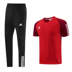Red Short-sleeves Thailand Soccer Jacket Uniform-LH