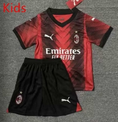 2023-2024 AC Milan Home Red&Black Kids/Youth Soccer Uniform-0973