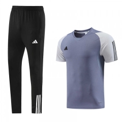 Gray Short-sleeves Thailand Soccer Jacket Uniform-LH