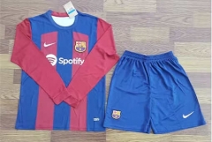 2023-2024 Barcelona Home Red&Blue LS Soccer Uniform-709