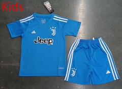 2023-2024 Juventus Goalkeeper Blue Kid/Youth Soccer Uniform-8679