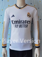 Player Version 2023-2024 Real Madrid Home White LS Thailand Soccer Jersey AAA-807