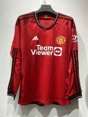 2023-2024 Manchester United Home Red LS Thailand Soccer Jersey AAA-422