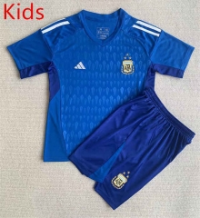 2023-2024 Argentina Goalkeeper Blue Kids/Youth Soccer Uniform-AY